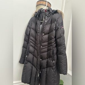 Bogner Black Puffer Jacket with Fur Trim